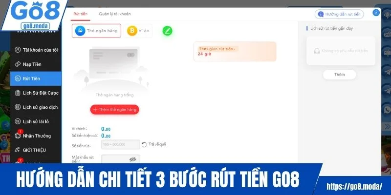 Hướng dẫn chi tiết 3 bước rút tiền GO8